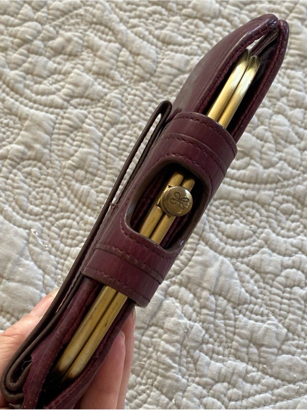 HOBO Nova Plum Purple Leather Wristlet Clutch with Gold-Tone Frame - Picture 10 of 16